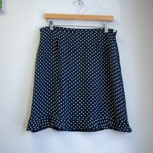 Vintage Silk Mini Skirt White Polka Dot Navy Skirt